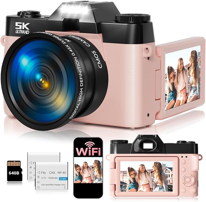 5K Digital Camera for Photography, UHD 75MP WiFi Vlogging Camera for YouTube by SMARTKLIK