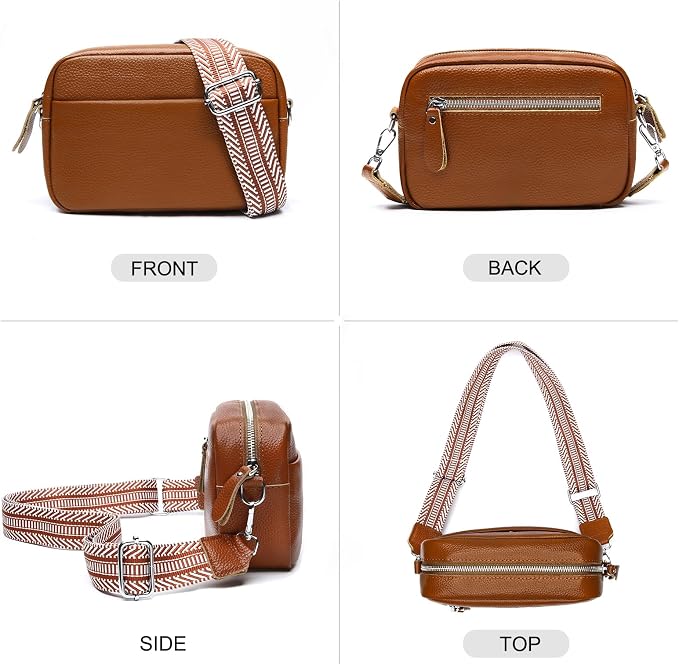 Small Crossbody Bags for Women Genuine Leather, Guitar Strap Shoulder Handbag - Image 3