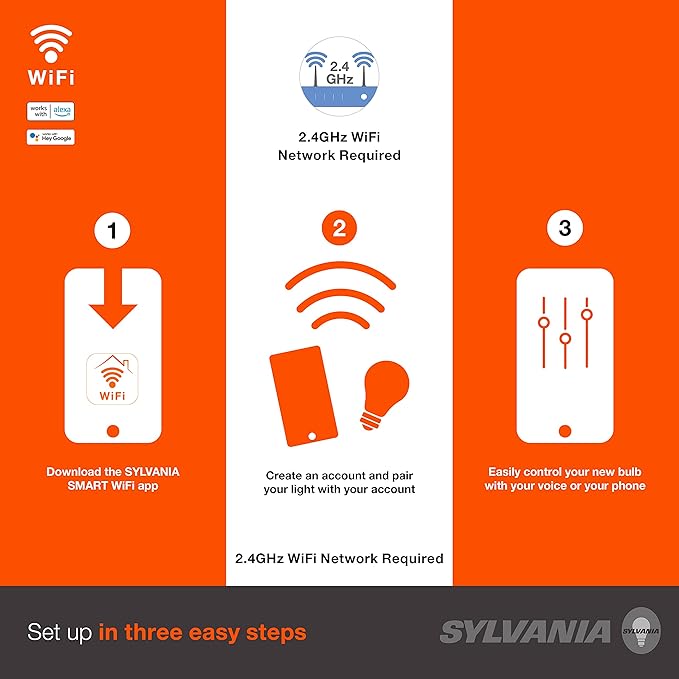 Sylvania WiFi LED Smart Light Bulb, 65W Equivalent Dimmable Soft White BR30 - Image 2