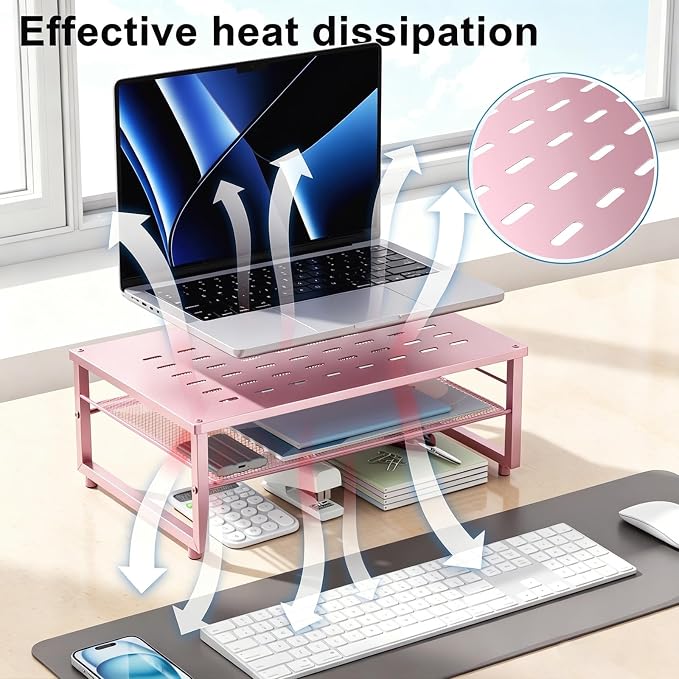 Gianotter 2-Tier Metal Monitor Stand Riser, Workspace Organizer - Image 3