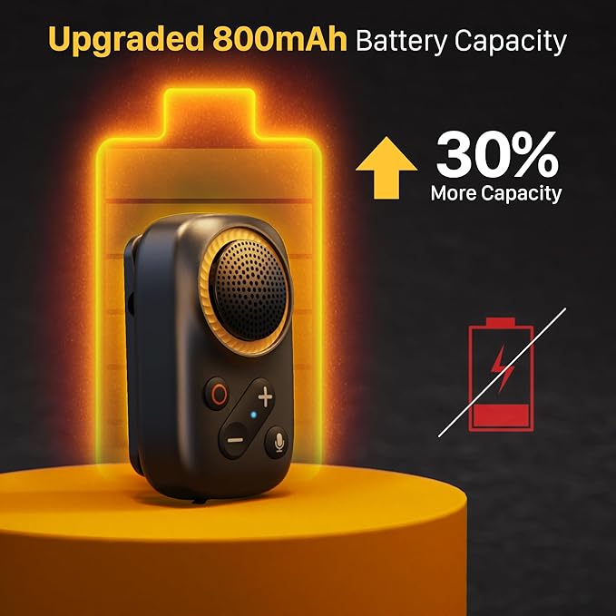 AA AUDIO ACCESSORY Wearable Bluetooth Speaker Clip On-Upgraded 800mAh Battery - Image 2