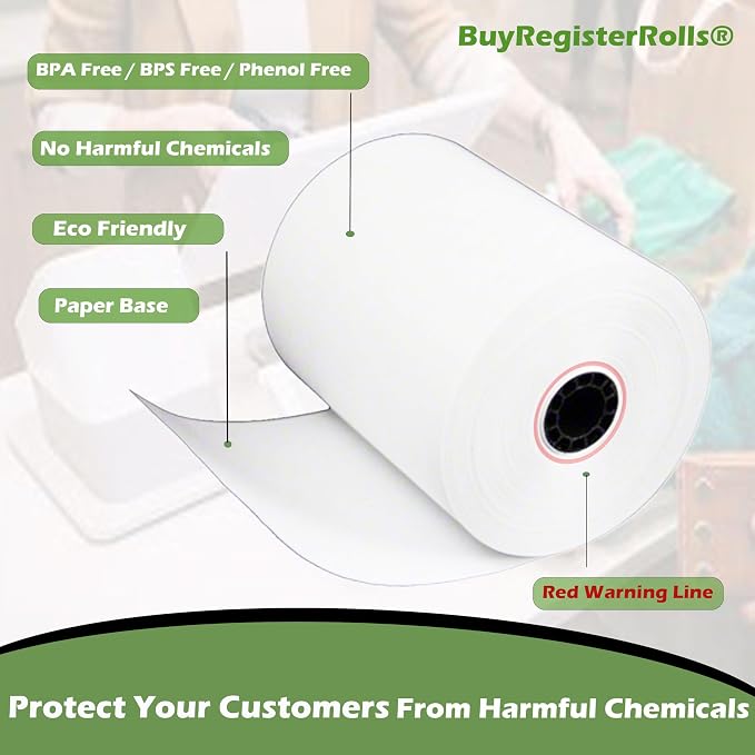 Phenol Free Thermal Paper 3 1/8 x 230 Receipt Rolls fits all Clover POS Cash - Image 5