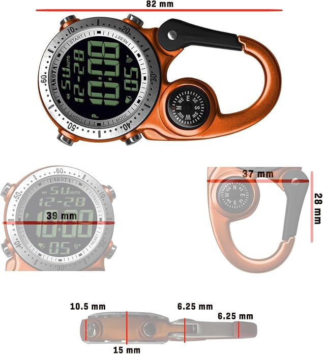 Dakota Digital Backpacker Clip, Fob and Pocket Watch, Timer and Dual Time - Image 7