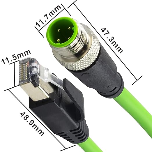 M12 to RJ45 ethernet Cable 33FT Waterproof, M12 4 Pin D Code Male to RJ45 Male - Image 2