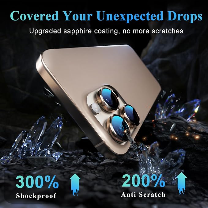 YWXTW Camera Lens Protector for iPhone 16 Pro/iPhone 16 Pro Max, Tempered Glass - Image 3