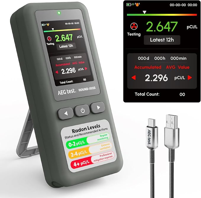 HOUND-1011S Portable Radon Detector, High-Accuracy Sensor by AEGTEST