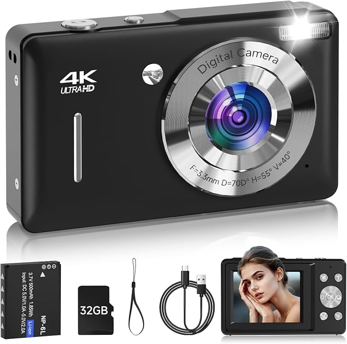 Digital Camera for Kids, FHD 1080P 44MP Point and Shoot Digital Camera by SMARTKLIK