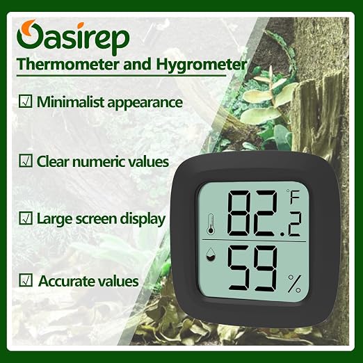 Black Reptile Thermometer and Hygrometer – LCD Digital Temp & Humidity Gauge - Image 3