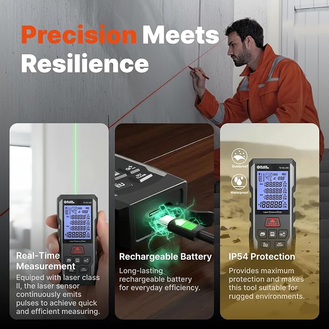 BLACK CANYON Laser Distance Meter, 165/230/330 ft Range - Image 7