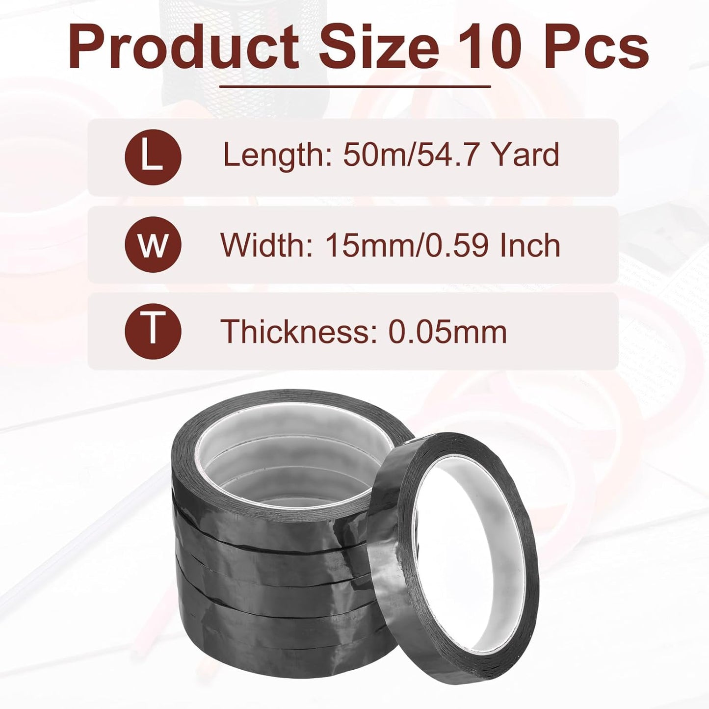 MECCANIXITY 10 Rolls Whiteboard Tape Graphic Chart Tape 15mm 54.7 Yard Art Tape Thin Self-Adhesive Pinstripe Tape Masking Tape for Gift Wrapping Craft Supplies, Black