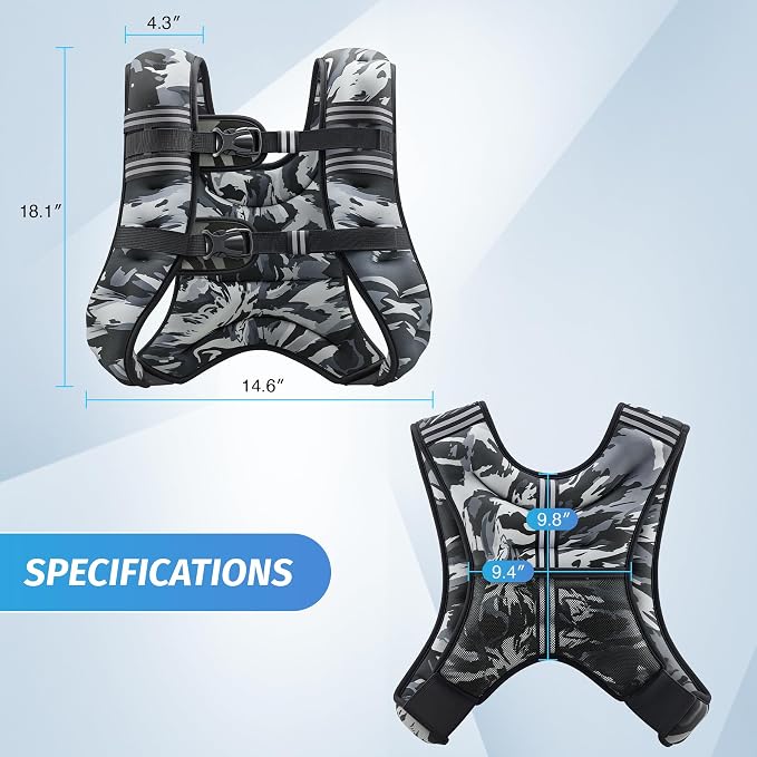 ZELUS Weighted Vest, 6lb/8lb/12lb/16lb/20lb/25lb/30lb Weight Vest - Image 8