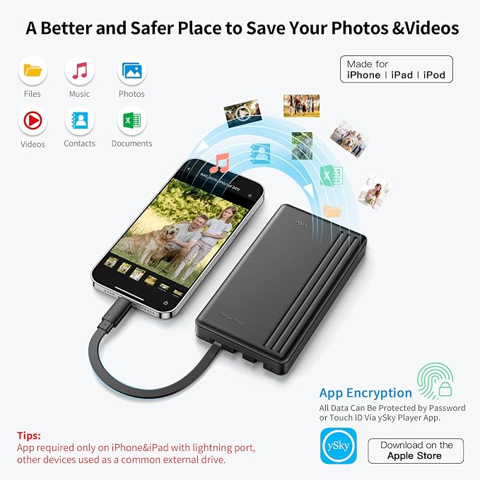 ySky 1TB External Hard Drive for iPhone iPad MacBook Windows Computer, Portable - Image 5