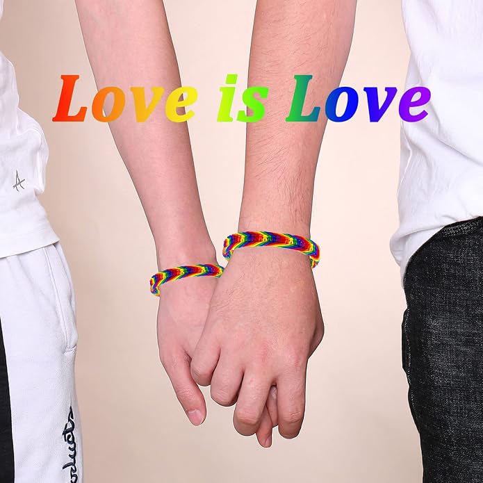 Nanafast Titanium Stainless Steel Rainbow LGBT Pride Bracelet Handmade Braided - Image 6