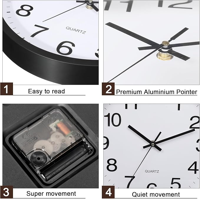 Inbagi 8 Pcs Wall Clock Bulk Large Silent Battery Operated Classroom Clocks - Image 2