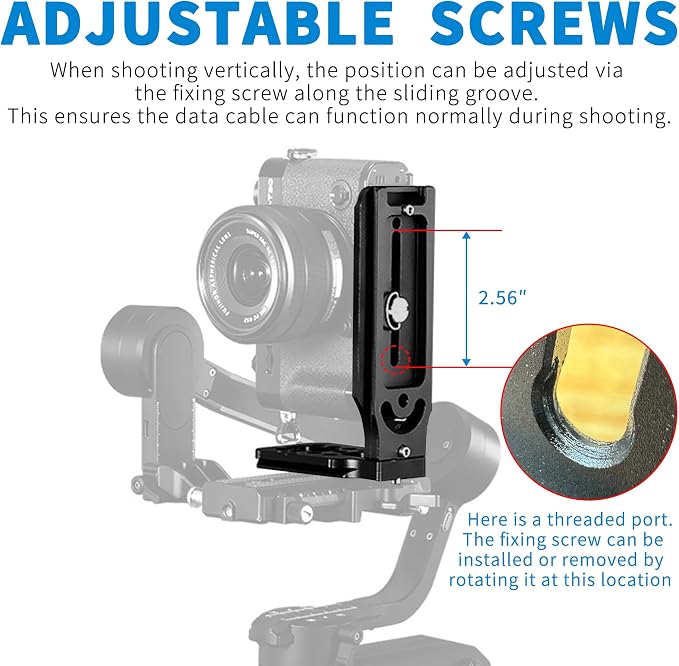 DSLR Camera L Bracket with 1/4" & 3/8" Screw Hole, Vertical Horizontal - Image 8