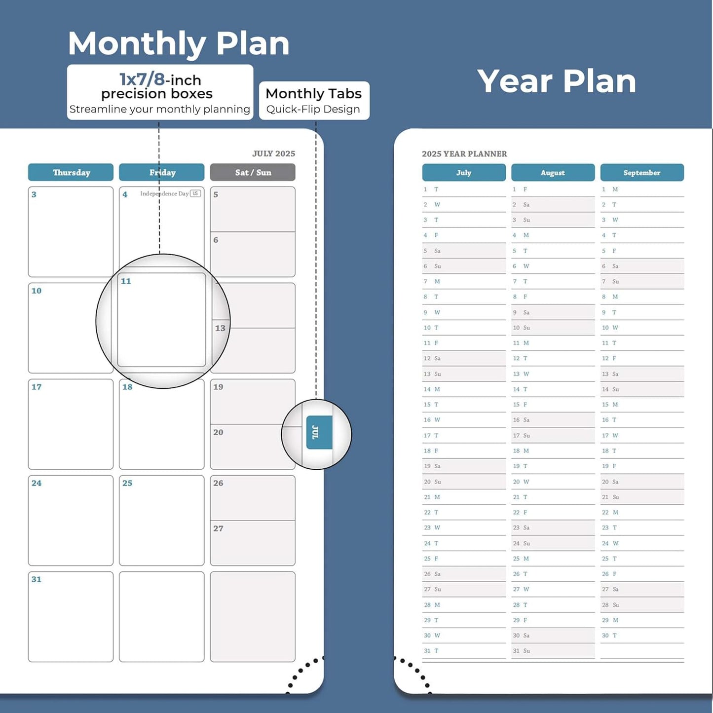 Planner 2026 Daily Weekly and Monthly,6.5"x3.75",12 Months Spiral Bound Calendar Agenda with Self-adhesive Pen Holder,2026 Appointment Book with Vegan Leather Soft Cover,Blue