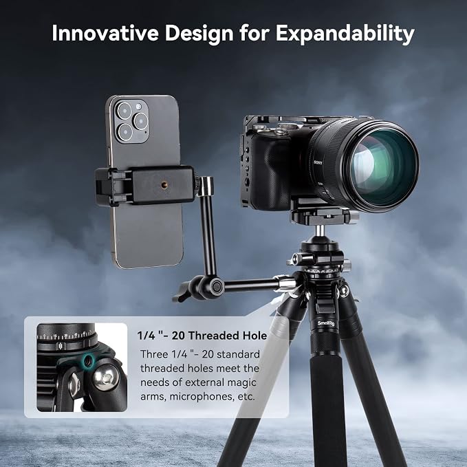 SmallRig AP-10 Carbon Fiber Tripod, 52.4" Lightweight Compact Camera Tripod - Image 5