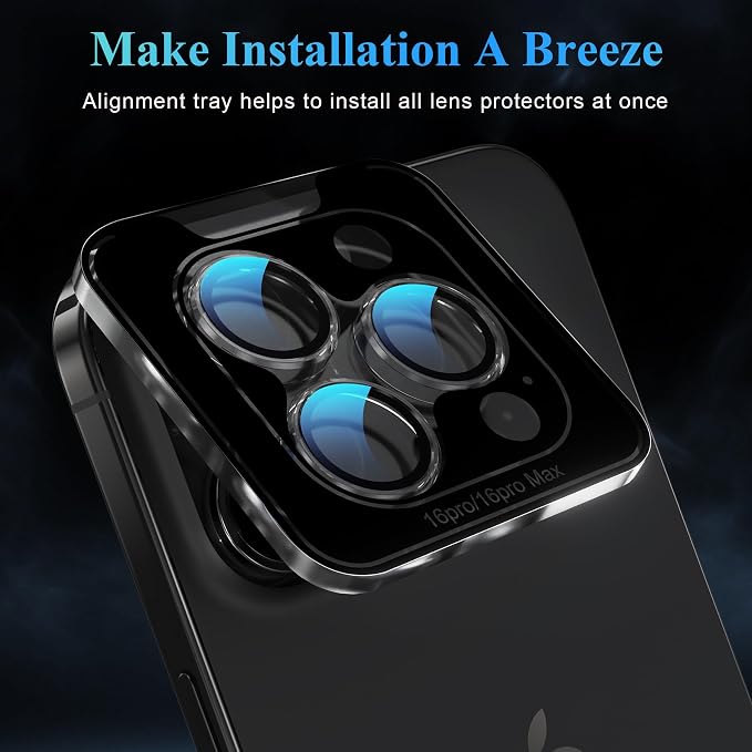 YWXTW Camera Lens Protector for iPhone 16 Pro/iPhone 16 Pro Max, Tempered Glass - Image 5