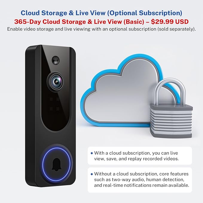 1080p WiFi Video Doorbell Camera Wireless, Battery Powered, AI Human and Motion - Image 7