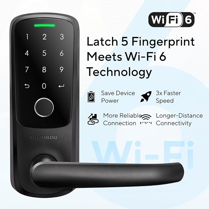 ULTRALOQ Latch 5 Smart Lock, World's First WiFi Smart Lever Lock, Touchscreen - Image 6