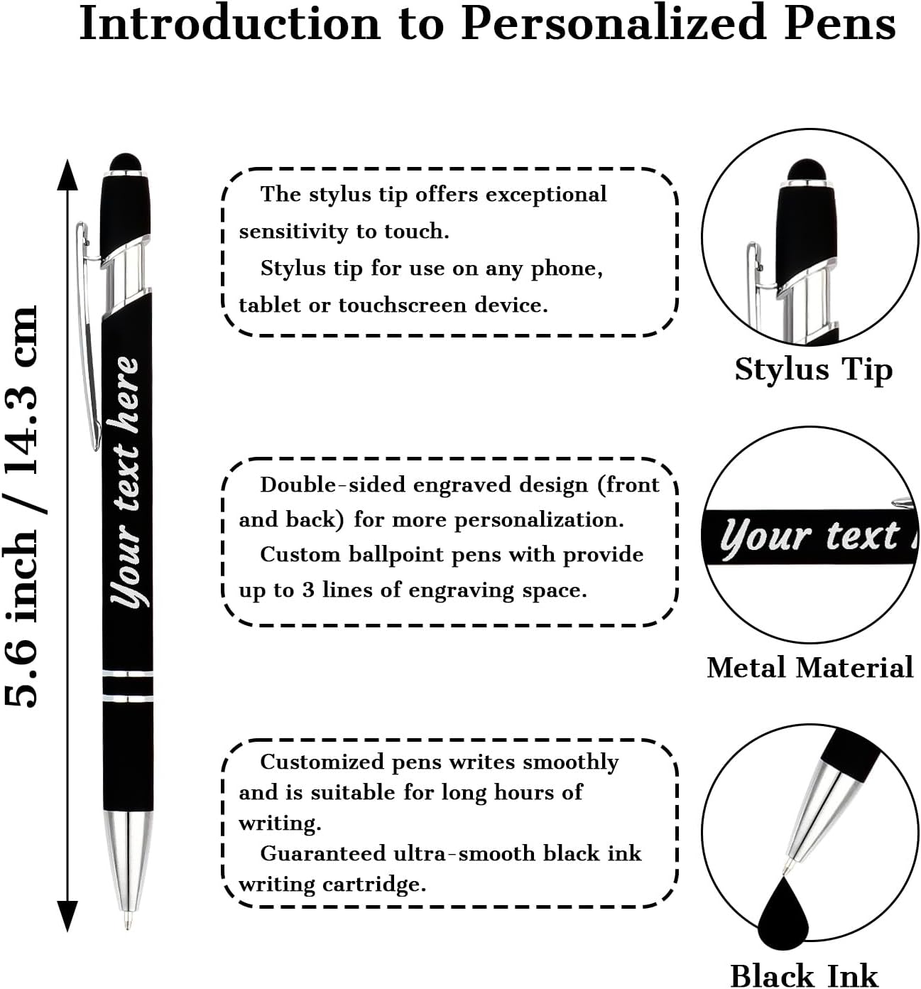 Personalized Pens with Name Logo or Message, Up to 1200 pcs Bulk Custom Metal Ballpoint Pen with Black Ink Customized Gift for Business, Graduation and Promotions (Red)