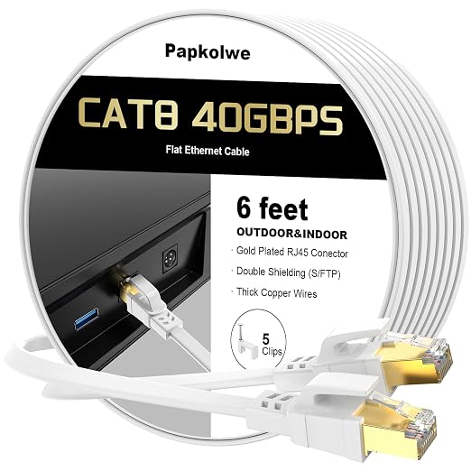 Cat 8 Ethernet Cable 6 ft, Heavy Duty High Speed Cat8 LAN Network Cable by Unknown