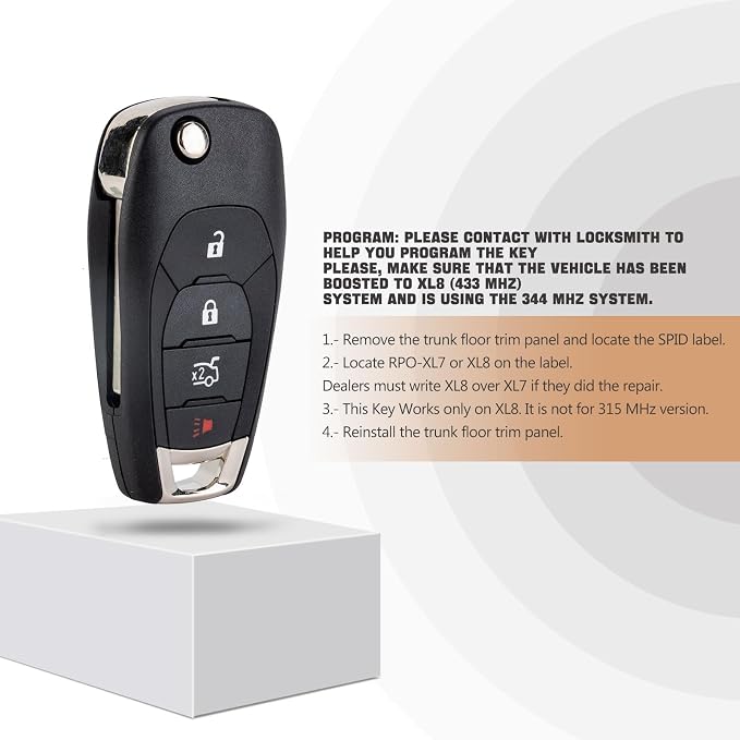 Flip Car Key Fob for 2016/2017/2018/2019 Chevy Cruze XL8 Systems Only Keyless - Image 5