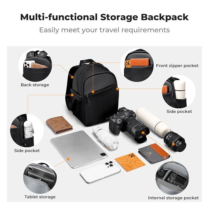 K&F CONCEPT Camera Backpack, Lightweight Camera Bag - Image 3