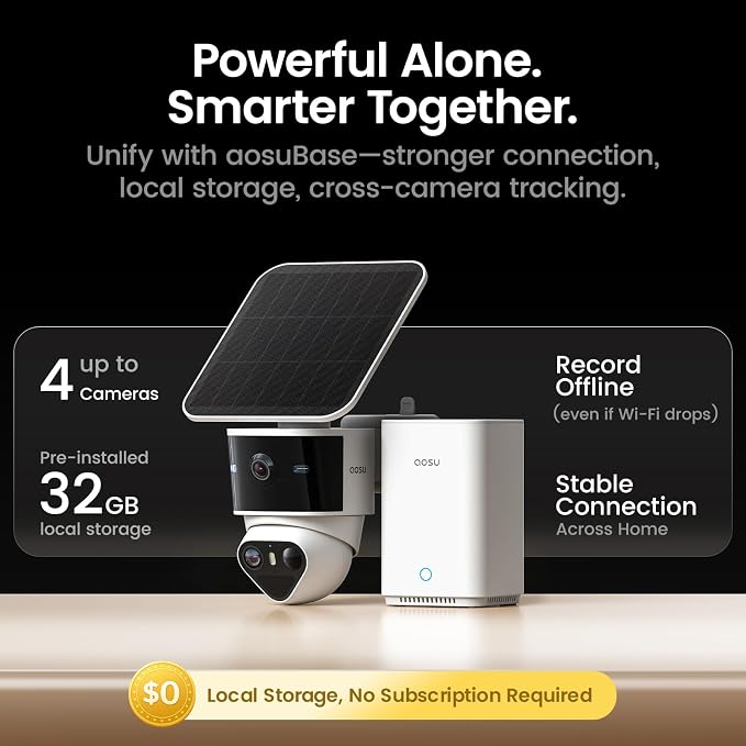 aosu T2 Pro Solar Security Cameras Wireless Outdoor, 4 Cam Kit, 3K Dual Cam No - Image 5