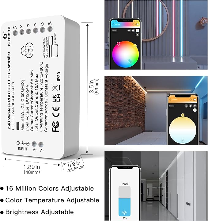 GLEDOPTO ZigBee 3.0 LED Strip Controller RGB+CCT Mix Dimmable Compatible - Image 5