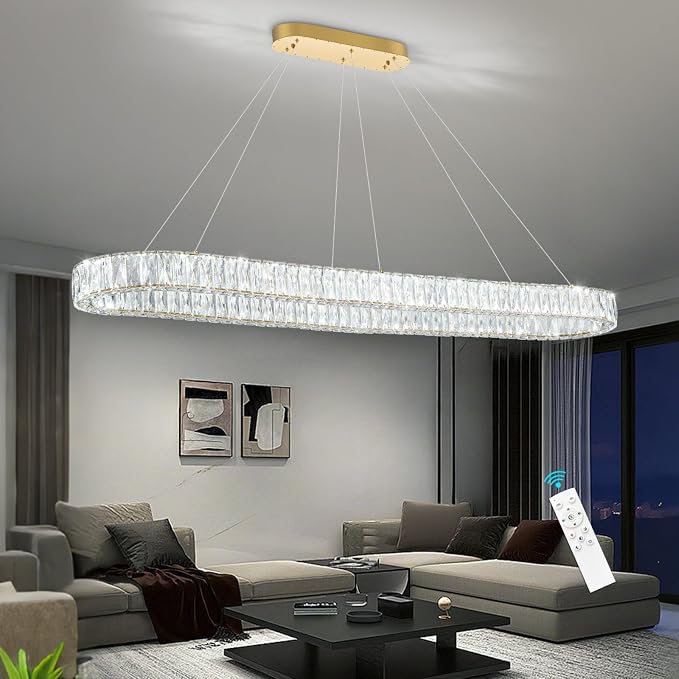 HAIXIANG Crystal 59 Inch Long Chandelier Modern Dimmable LED Chandeliers - Image 8