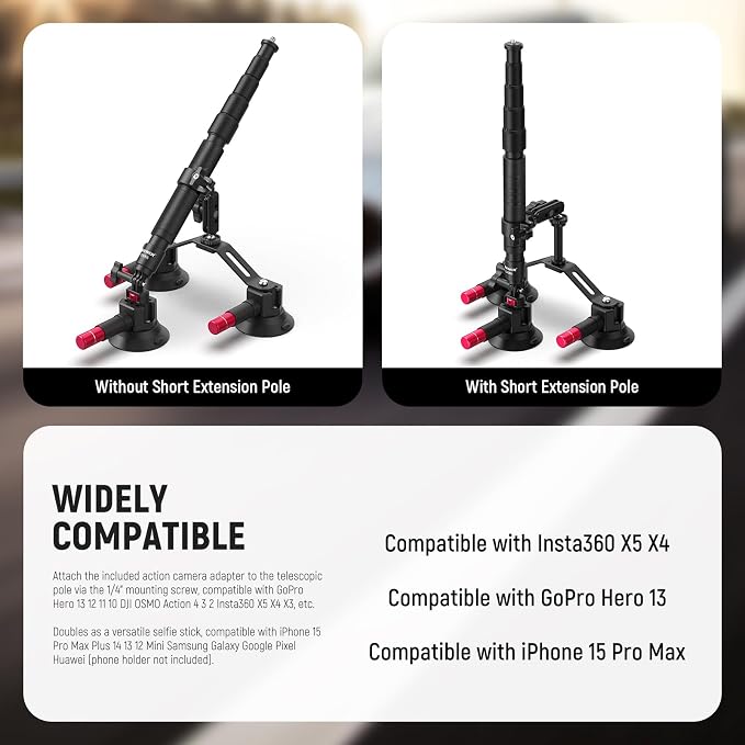 NEEWER Triple Suction Cup Car Mount Compatible - Image 2