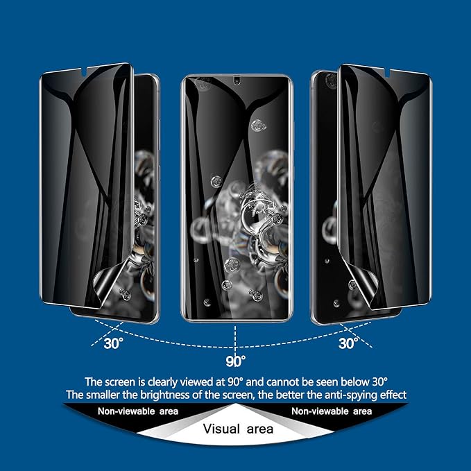 LYWHL 2+2 Pack for Samsung Galaxy S20 Ultra Privacy Screen Protector, Anti-Spy - Image 2