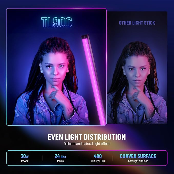 NEEWER RGB Tube Light, 30W LED Video Light RGBWW Full Color Stick Light Wand - Image 2
