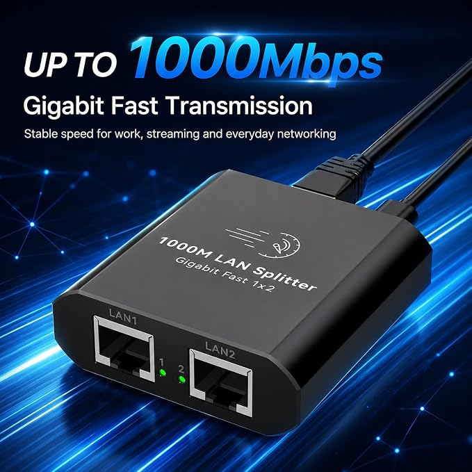 Ethernet Splitter 1 to 2 Mini Gigabit Internet Switch 1 in 2 Out LAN and RJ45 - Image 4