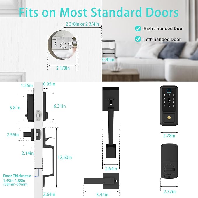 Hunnay Smart Locks for Front Door, Front Door Lock Set, Keypad Deadbolt - Image 8