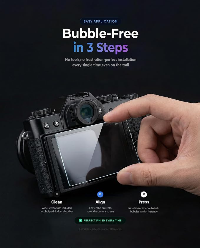 iDaPro Screen Protector for Fujifilm X-T50 Fuji XT50 + Hand Lanyard, Tempered - Image 6