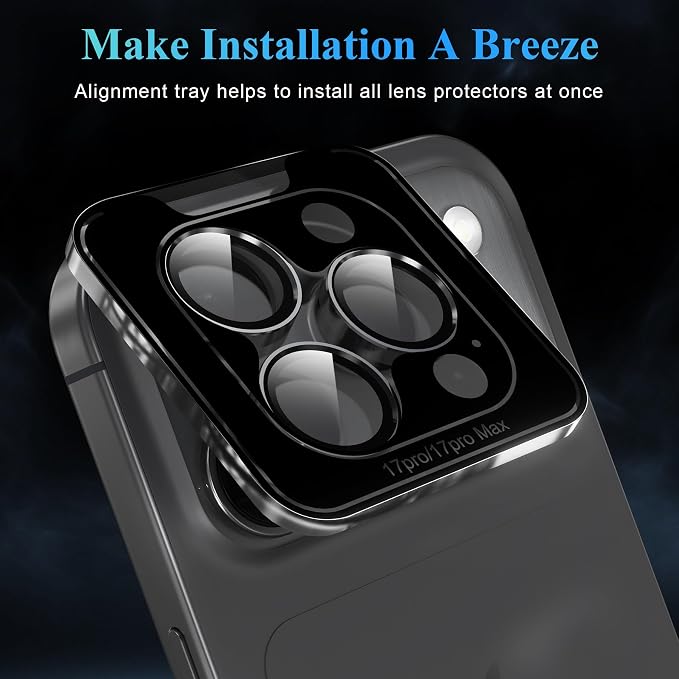 YWXTW Camera Lens Protector for iPhone 17 Pro/iPhone 17 Pro Max, Tempered Glass - Image 5