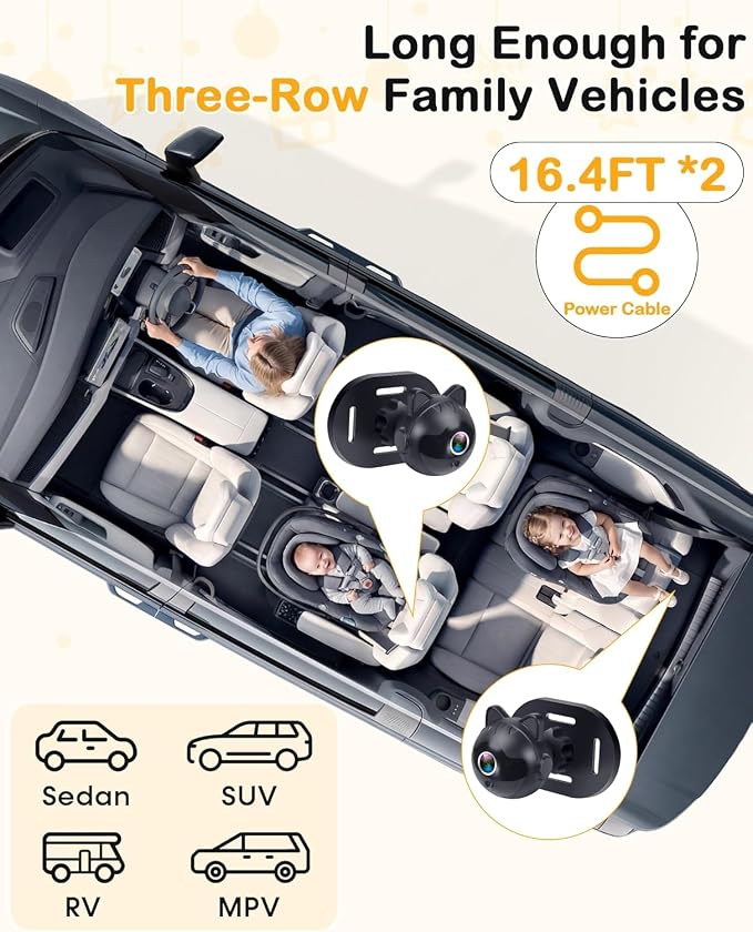 1080P Dual Baby Car Camera: 6.8" Night Vision Monitor 2-Kids from Head to Toe - Image 3