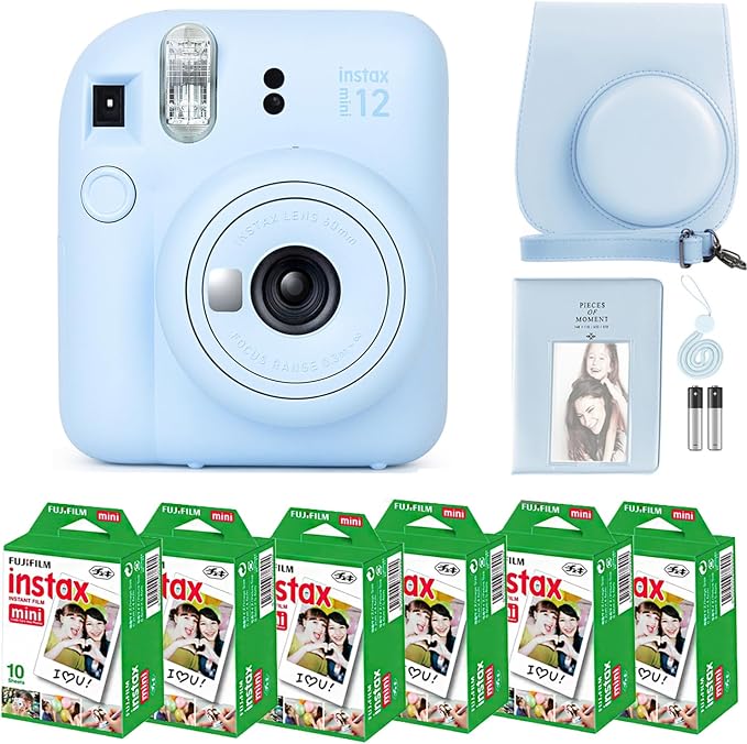 Fujifilm Instax Mini 12 Instant Camera Pastel Blue and Fuji Film Value Pack by FUJIFILM