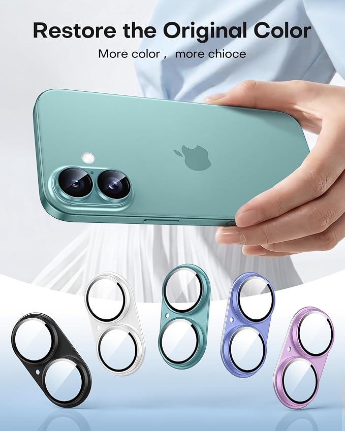TAURI 2 Pack for iPhone 16/16 Plus Camera Lens Protector, Full Coverage - Image 6