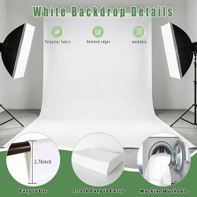 White Photography Backdrop for Photoshoot, Photo Backdrop Curtain, Perfect - Image 6