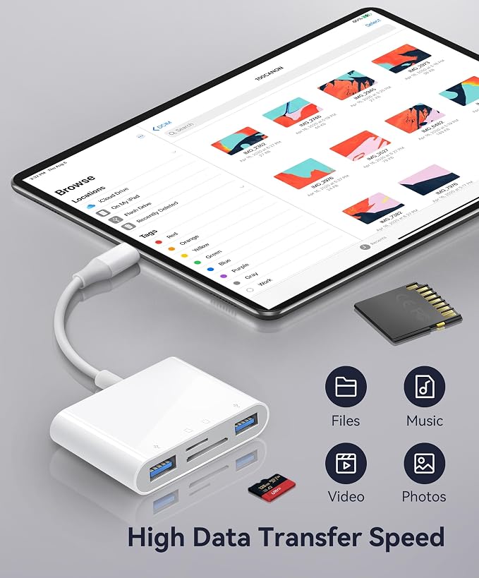 USB C SD Card Reader for Mac/MacBook/iPad/iPhone 15 Pro WNXSLOAD SD Card Adapter - Image 3