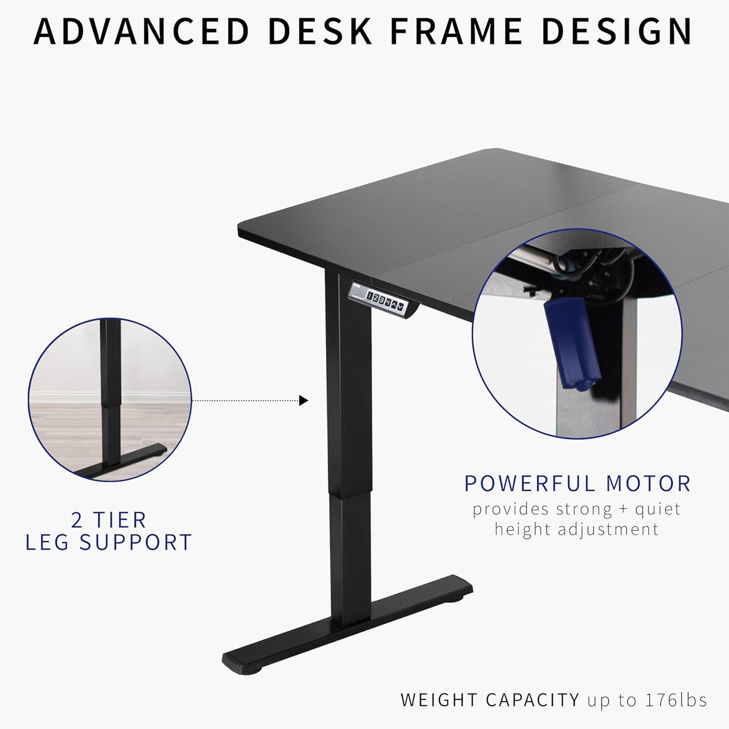 VIVO Electric 60 x 30 in Standing Desk, Memory Height Adjustment, 1B Series, Light Wood Top Black Frame, DESK-KIT-1B6C-30