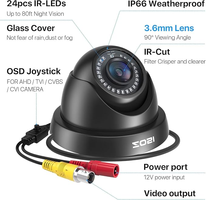 ZOSI 1080P HD Security Camera Indoor Outdoor, 1920TVL 2.0MP 4-in-1 HD - Image 2