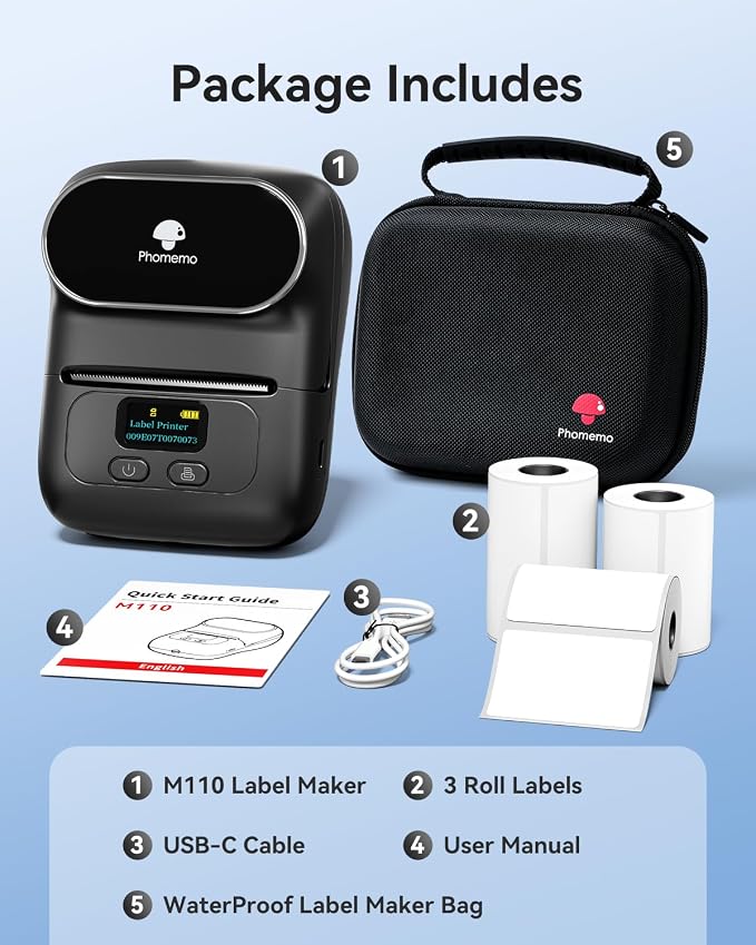 Phomemo Label Maker with 3 Roll Labels and Bag, Barcode Label Printer - Image 6