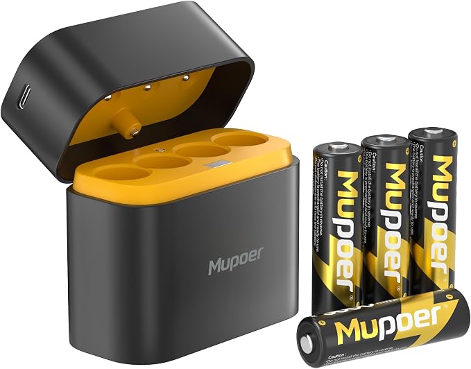 Rechargeable AA Batteries Lithium by Mupoer