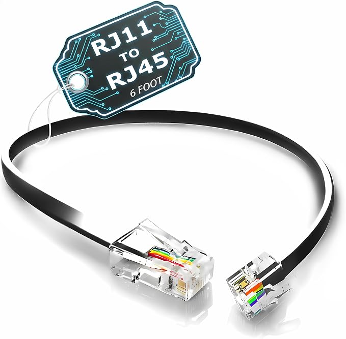 2-Pack 6 Foot RJ11 to RJ45 Telephone Cable by RetailAndBulk
