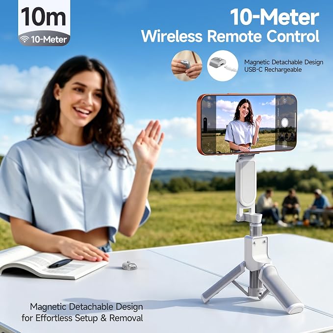 Magnetic Phone Camera Shutter Grip, Extendable Selfie Stick & Tripod Portable - Image 4