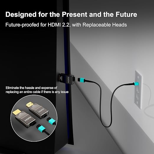 RUIPRO 8K Detachable Full Fiber Optic Armored HDMI 2.1 Cable 165FT, Ultra High - Image 4
